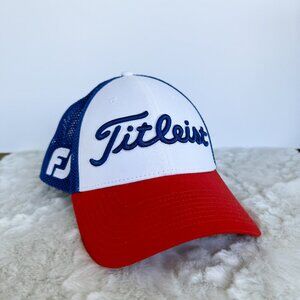 Titleist Tour Performance Mesh Hat White Royal Red FootJoy Logo